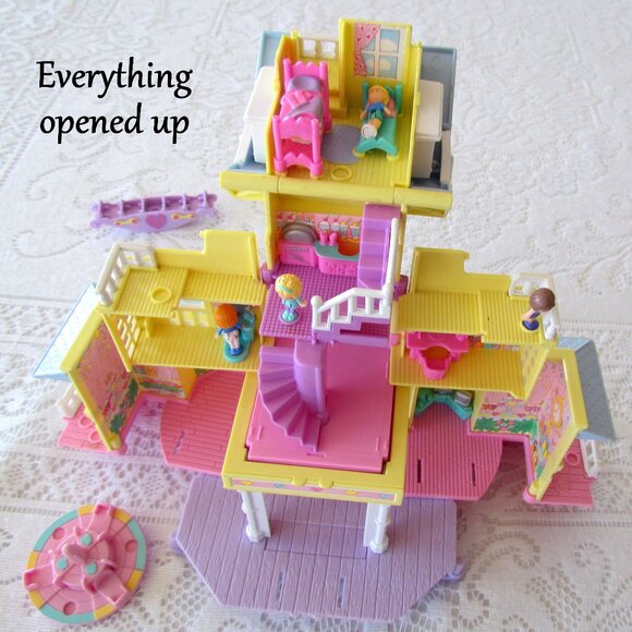 VINTAGE POLLY POCKET CLUBHOUSE MANSION + MERRY-GO-ROUND; OPENS UP VERY WIDE! EUC - Picture 8 of 16